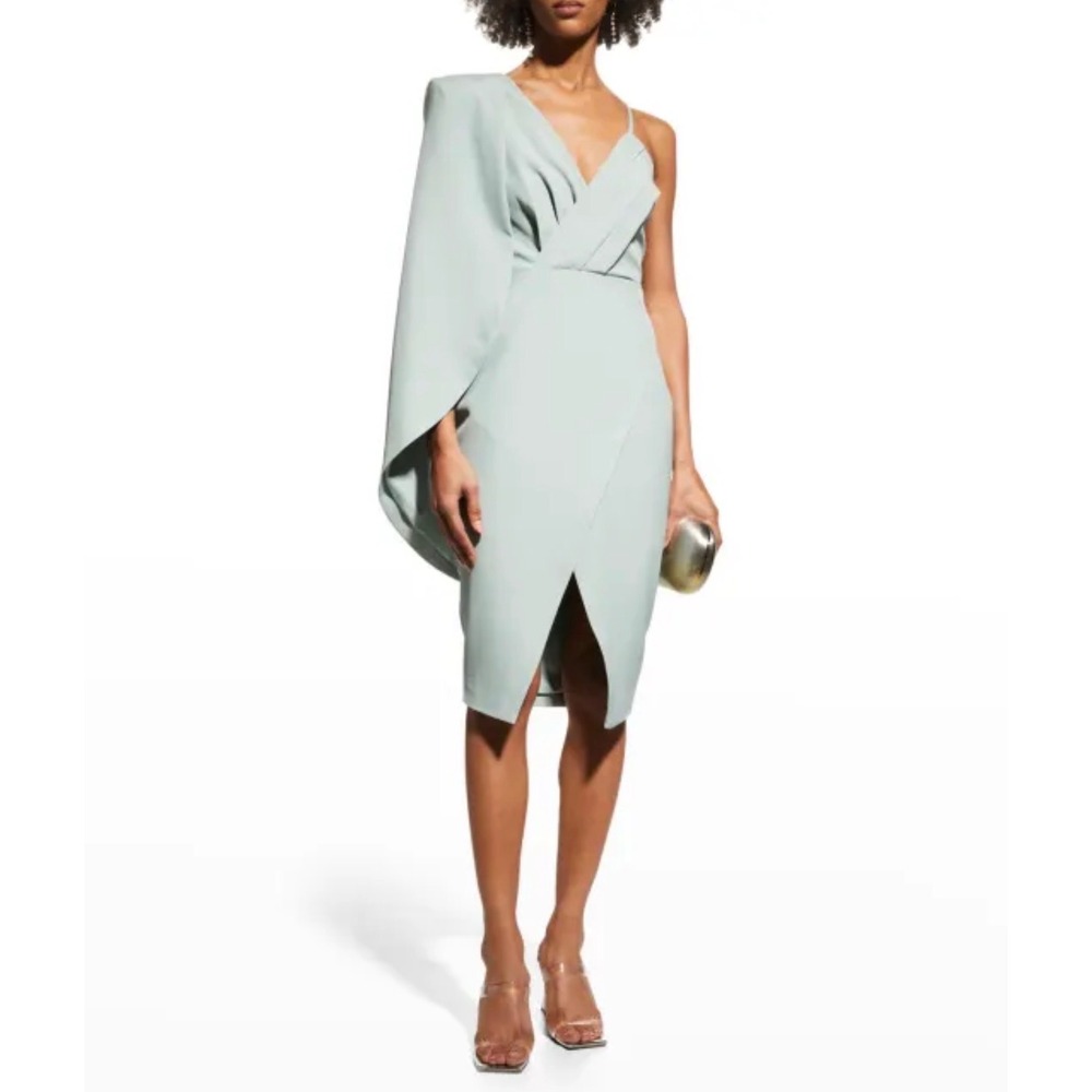 NWT Lavish Alice pleated cape-sleeve midi dress light mint green formal‎ modern